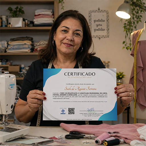 Aluna do Curso de Corte e Costura com Certificado