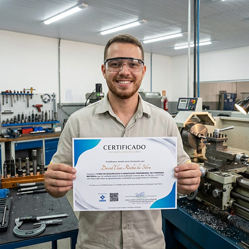 Aluno do Curso de Torneiro Mec�nico